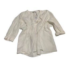 Zara White Linen Blouse NWT